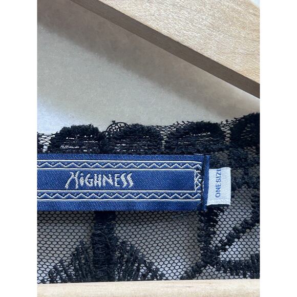 Highness Kimono Lace Top Cardigan O/S Blk Front Tie Indie Festival Witchy Boho - Picture 2 of 6